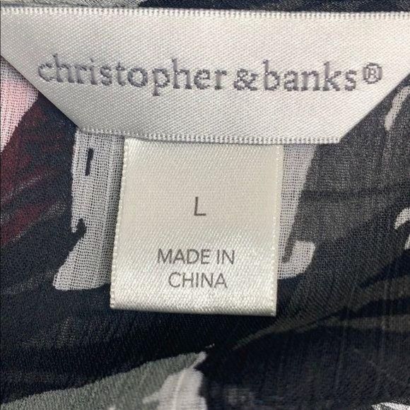 Christopher Banks Black Floral Sheer‎ Large Blouse - Picture 7 of 8